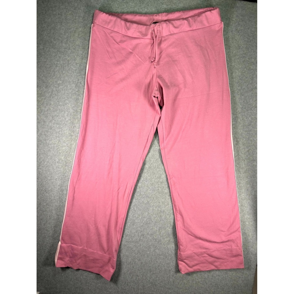 Papaya Pants Womens XL Pink White Stripe Cotton Drawstring Stretch Casual Wear